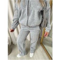 IKRUSH Women's Ashlee Zip Bomber Jacket & Trouser Co-ord Set in Grey | Size: Large/XL