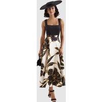 Phase Eight Women's Delie Floral Fit Flare Midi Dress in Khaki | Size: 16