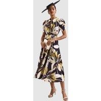 Phase Eight Women's Bella Puff Sleeve Printed Shirt Dress in Black | Size: 14