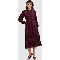 Phase Eight Women's Ren Pleated Midi Shirt Dress in Wine | Size: 12