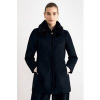Phase Eight Women's Issy Fur Collar Coat in Midnight | Size: 8
