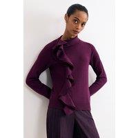 Phase Eight Women's Plum Ruffle Detail Knit Jumper | Size: Small