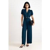 Phase Eight Women's Petite Natasha V-Neck Jumpsuit in Teal | Size: 10