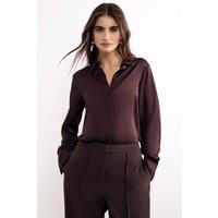 Phase Eight Women's Novie Satin Shirt in Chocolate | Size: 12