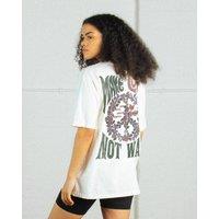 Supacult Women's Woodstock Make Love Music T-Shirt in White | Size: 2XL