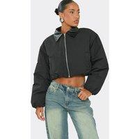 EGO Women's Long Sleeve Contrast Faux Leather Cropped Jacket in Black | Size: 6