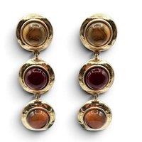 Michael Nash Jewelery Women's Violetta Three Stone Carnelian & Amber Resin Pierced Earrings