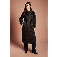 Coast Women's Black Satin Occasion Belted Trench Coat | Size: 12