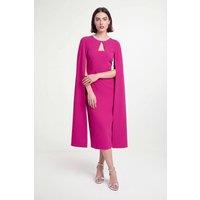Wallis Women's Petite Embellished Seam Detail Cape Sleeve Dress in Berry | Size: 18