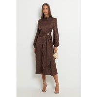 Wallis Women's Satin Drape Midi Dress in Chocolate | Size: 20