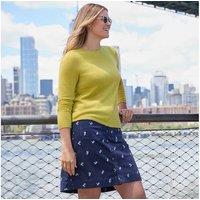 Lands' End Women's Corduroy Button Through Skirt in Dark Navy | Size: 8