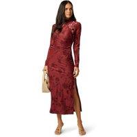 Adrianna by Adrianna Papell Women's Velvet Burnout Midi Dress in Burgundy | Size: 12