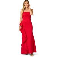 Adrianna Papell Women's Scuba Ruffle Mermaid Gown in Red | Size: 12