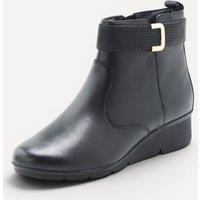 Damart Women's Amortyl Ankle boots leather upper wide fit wedge heel in Black | Size: 3