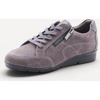 Damart Women's Amortyl Zip Detail Suede Casual Shoe in Dark Grey | Size: 3