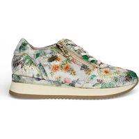 Laura Vita Women's Floral Leather Trainers Sneaker Shoes - Gycmo 58 in Metallic Silver | Size: 5