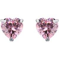 Jewelco London Women's Silver Pink Heart CZ Love Heart Stud Earrings 9mm 6.00cts