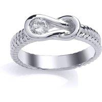 Jewelco London Women's Silver CZ Infinity Loop Rope Twist Dress Ring | Size: N