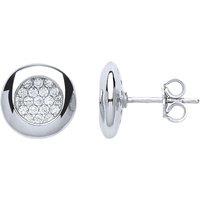 Jewelco London Women's Silver CZ Pave Donut Cluster Stud Earrings