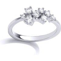 Jewelco London Women's Silver CZ Random Cluster Engagement Ring | Size: Medium