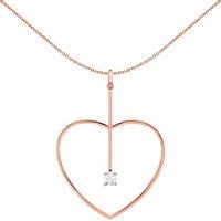 Jewelco London Women's Rose Sterling Silver CZ Open Pendulum Love Heart Pendant Necklace in Rose Gold