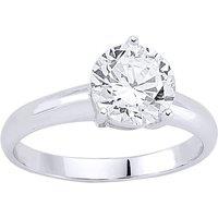 Jewelco London Women's Silver CZ 3 Claw Solitaire Engagement Ring | Size: R