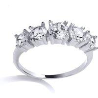 Jewelco London Women's Silver CZ Eternity Engagement Ring | Size: R
