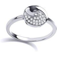 Jewelco London Women's Silver CZ Donut Swirl Dress Ring | Size: Q