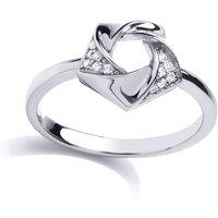Jewelco London Women's Silver CZ Swirling Pentagon Flower Dress Ring | Size: N