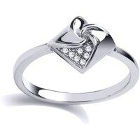 Jewelco London Women's Silver CZ Swirling Square Dress Ring | Size: Medium