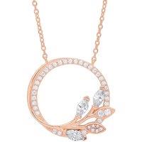 Jewelco London Women's Silver Marquise CZ Olive Leaf Branch Circle of Life Necklace 18"