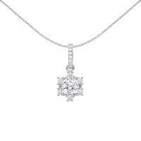 Jewelco London Women's Silver CZ Butterfly Cluster Solitaire Pendant Necklace