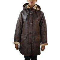 TruClothing Women's Leather Sheepskin Flying Coat in Brown | Size: 3XL