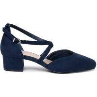 Paradox London Women's Geneva Extra Wide Fit EEE Square Toe Block Heel Open Court Shoes in Navy | Size: 9EEE