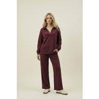 The Night Store Women's Burgundy Collar Lounge Trouser Set | Size: 22-24