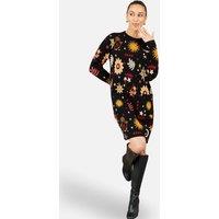 Yumi Women's Cosmic Intarsia Knitted Tunic Dress in Black | Size: Medium