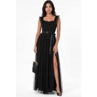 Anaya with Love Women's Strappy Ruffle Maxi Dress in Black | Size: 20