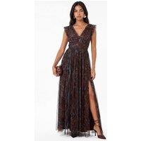 Anaya with Love Women's Animal Print Flutter Sleeve Maxi Dress | Size: 8
