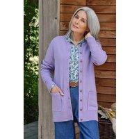 WoolOvers Women's Lambswool Crew Neck Cardigan in Purple | Size: Medium