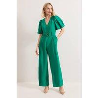 Phase Eight Women's Margot V-Neck Puff Jumpsuit in Emerald | Size: 8
