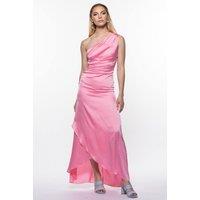 TFNC London Women's Delali One Shoulder Bubblegum Pink Maxi Dress in Baby Pink | Size: 14