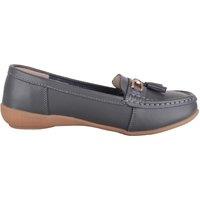 ABSOLUTE FOOTWEAR Women's Slip On Casual Leather Loafer / Deck / Boat Shoes / Sandals in Dark Grey | Size: 4