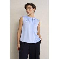 Hobbs London Women's Rosanne Sleeveless Pleated Neck Blouse in Baby Blue | Size: 18