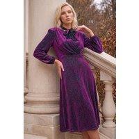 Roman Women's Petite Tie Neck Midi Dress in Wine | Size: 8