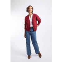 Weird Fish Women's Aramis Textured Striped Stitch Cardigan in Crimson | Size: 16