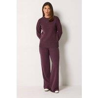 Long Tall Sally Women's Tall Set Knitted Jumper & Wide Leg Trousers in Burgundy | Size: 14-16