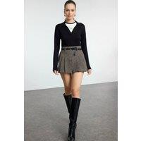 WOVCOR Women's Woven Mini Skort with Belt Detail | Size: 12