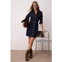 WOVCOR Women's Button Front Mini Denim Skirt in Dark Blue | Size: 14