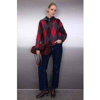 WOVCOR Women's Patterned Polo Collar Knitted Jumper | Size: XS