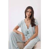 WOVCOR Women's Printed Tie Front Wide Leg Pyjama Set | Size: 10